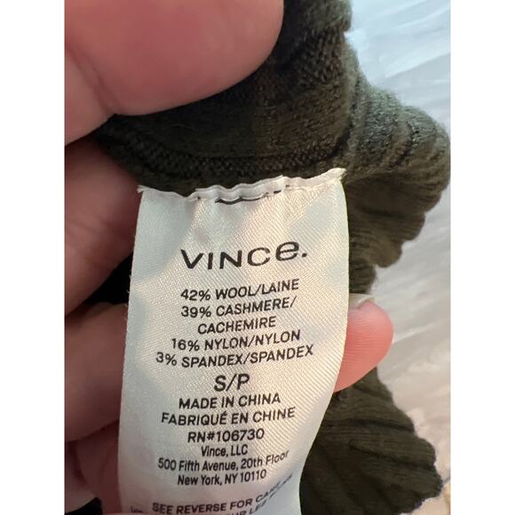 Vince size small dark olive green sweater dress wool cashmere blend - Picture 3 of 3
